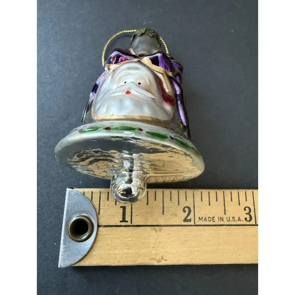 Vintage Thomas Pacconi Bell Santa Christmas Ornament Hand Blown Holiday Decor